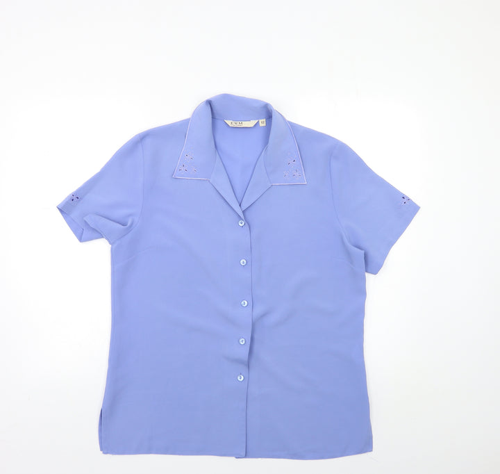 EWM Womens Blue Basic Button-Up Size 12