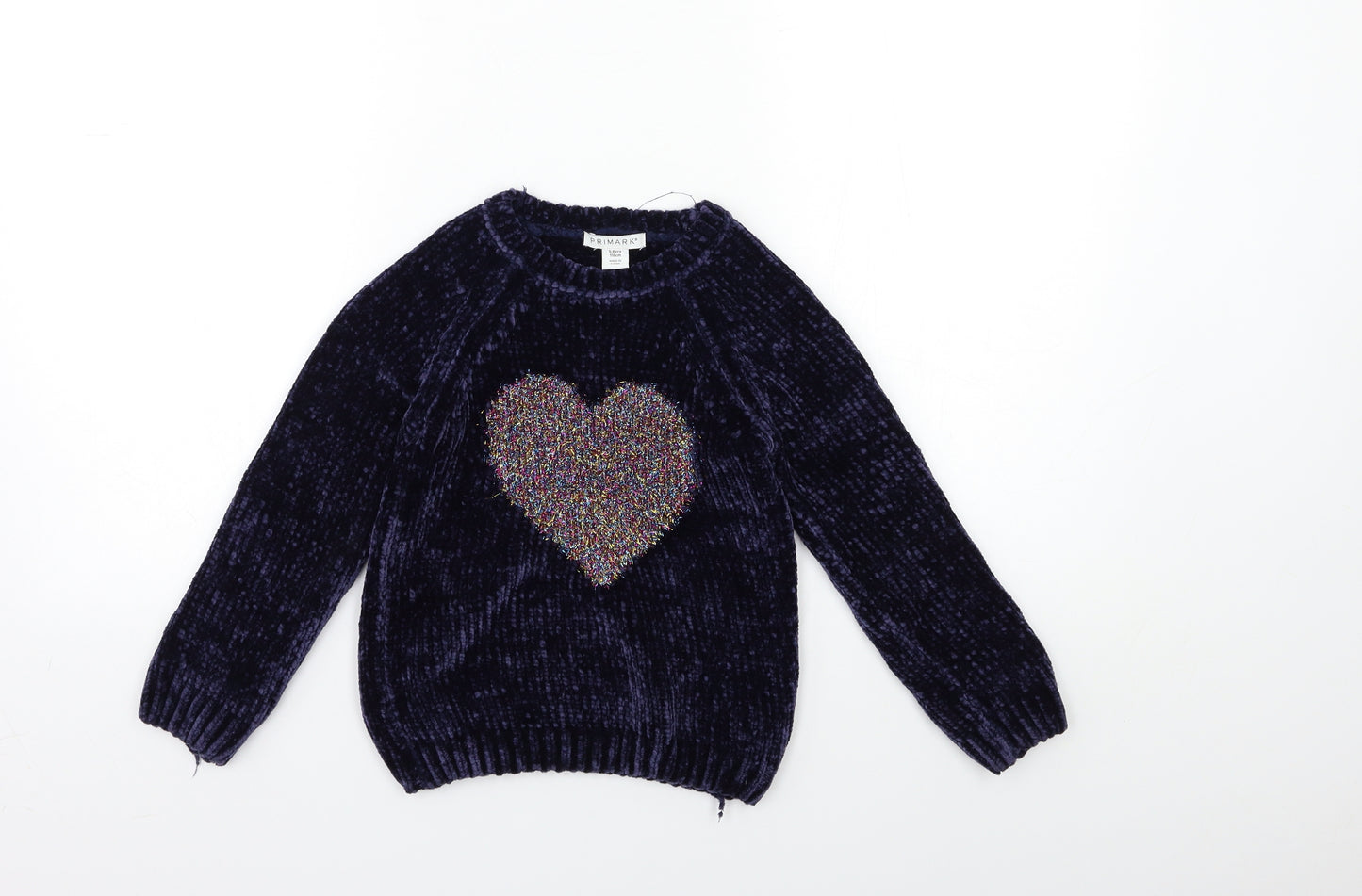 Primark Girls Blue  Knit Pullover Jumper Size 5-6 Years