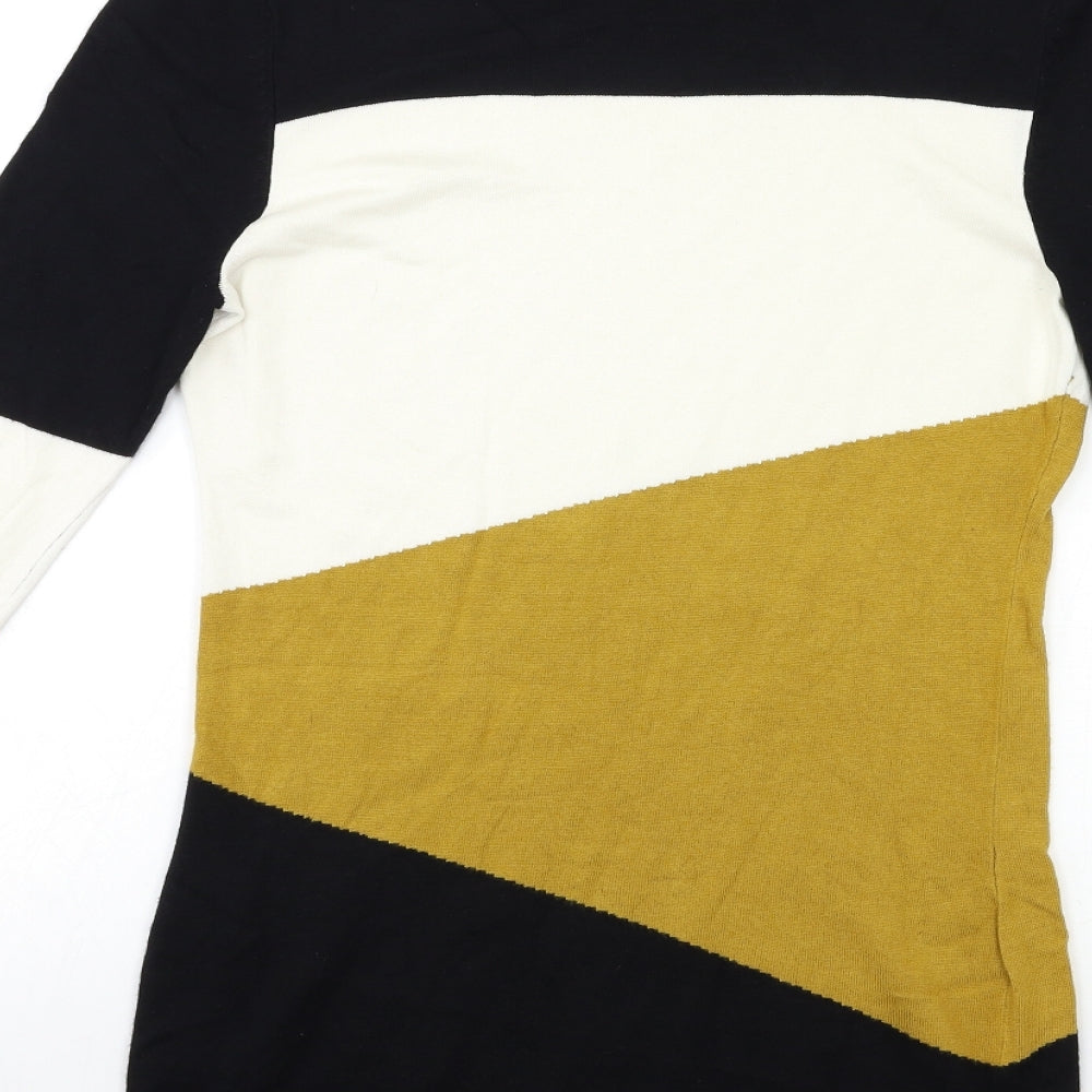 Select Womens Black Striped Knit Pullover Jumper Size 12