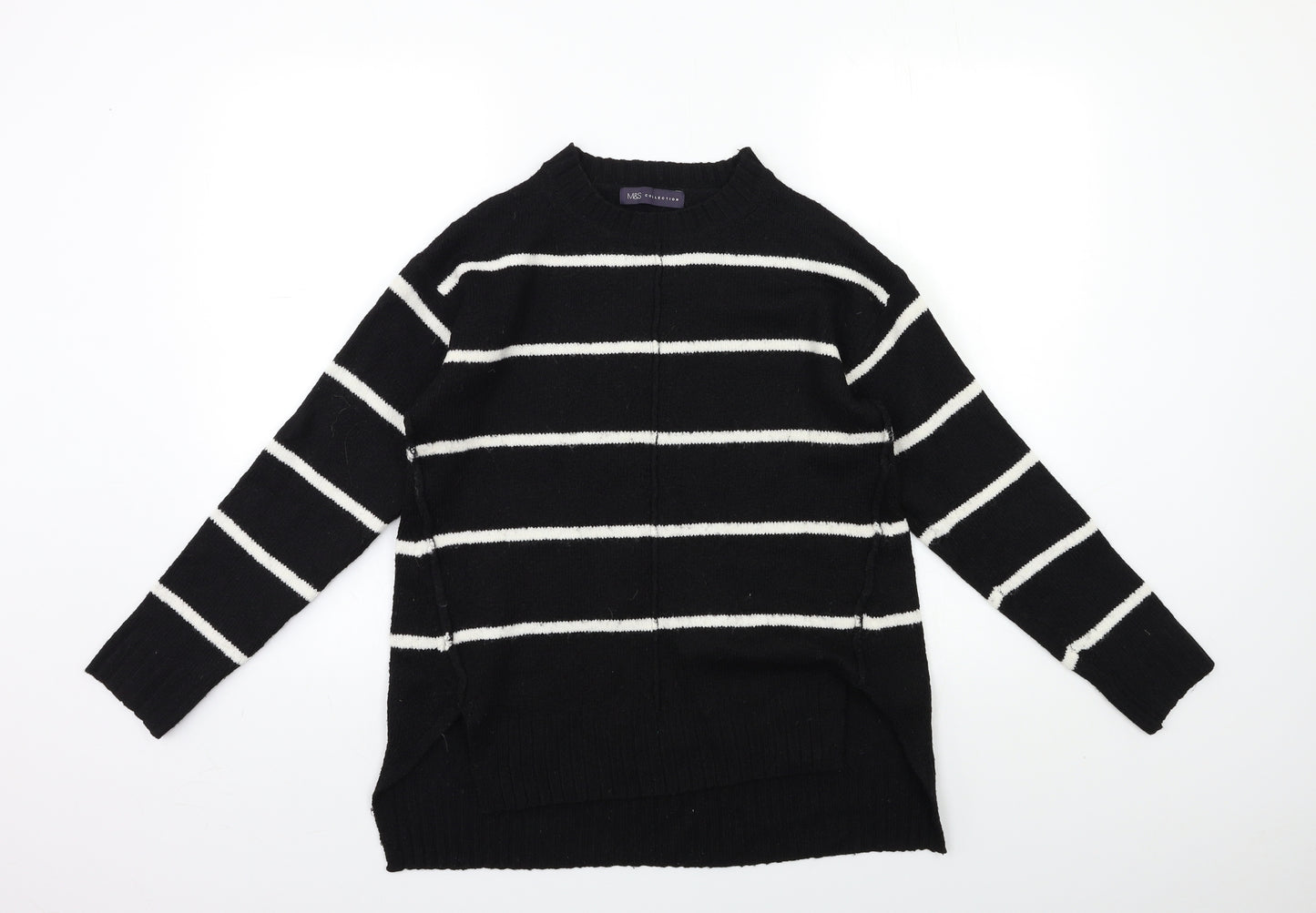 Marks and Spencer Womens Black Striped Knit Pullover Jumper Size S