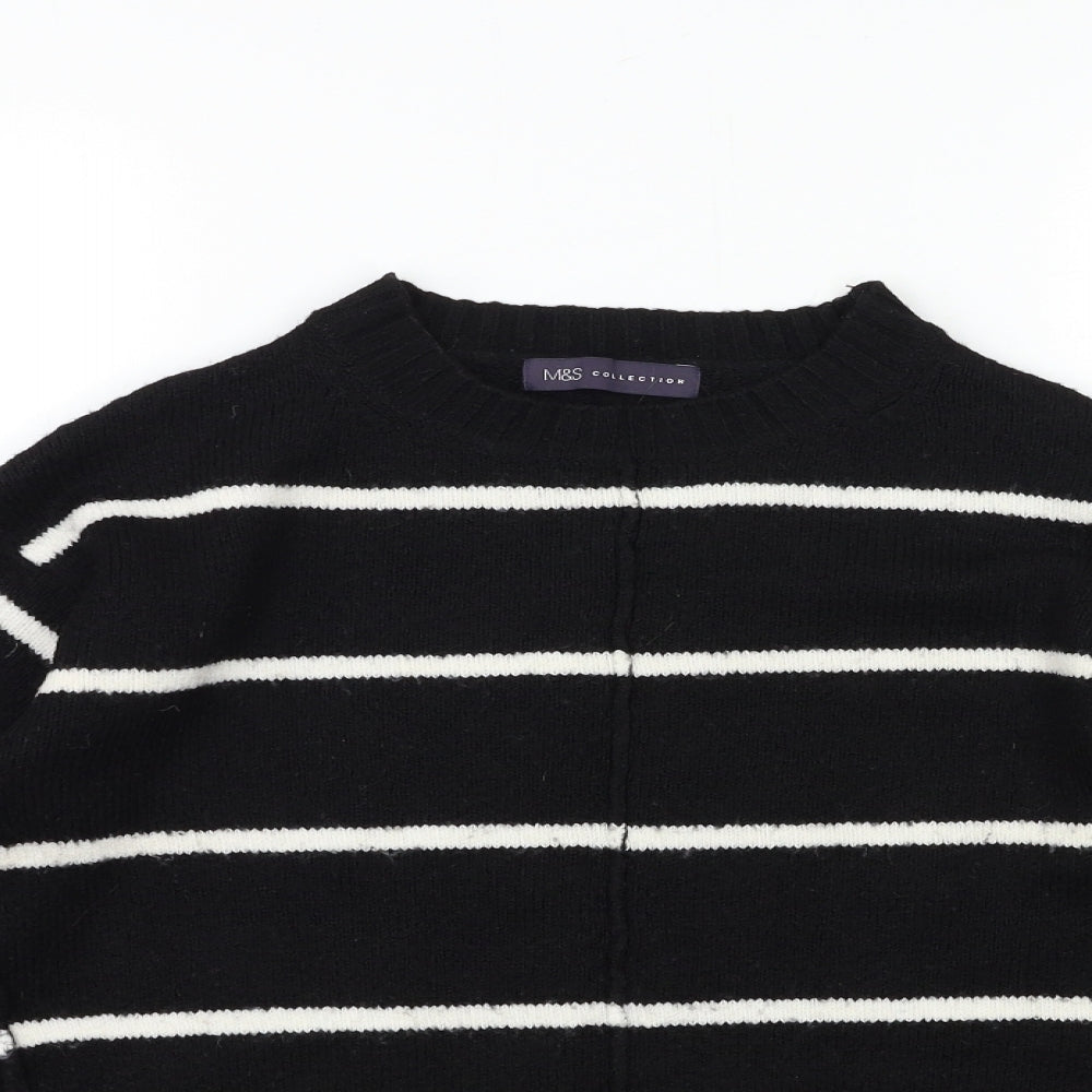 Marks and Spencer Womens Black Striped Knit Pullover Jumper Size S