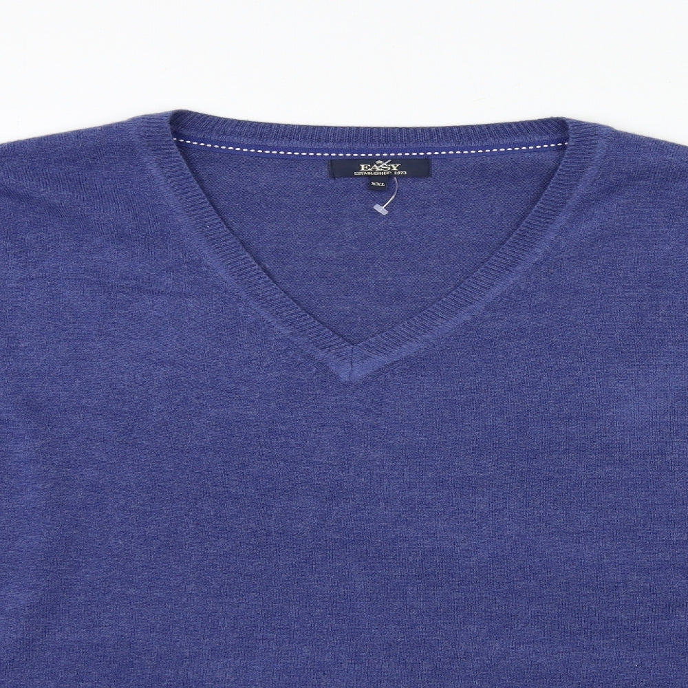 Easy Mens Blue  Knit Pullover Jumper Size 2XL