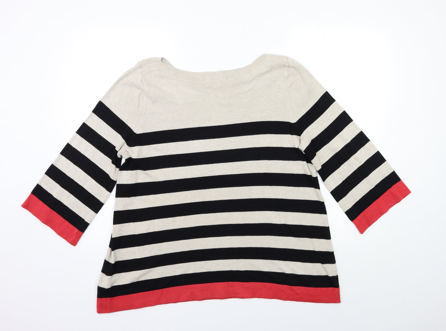 Marks and Spencer Womens Beige Striped Knit Pullover Jumper Size 18