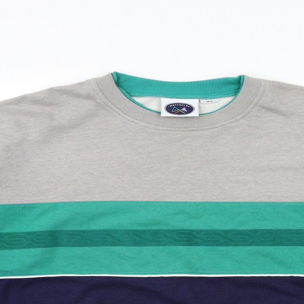 MATCH PLAY Mens Blue Striped  Pullover Sweatshirt Size XL