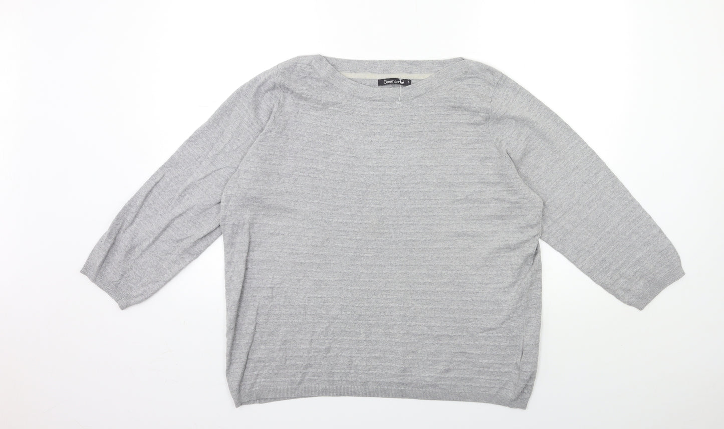 Bonmarché Womens Grey  Knit Pullover Jumper Size L