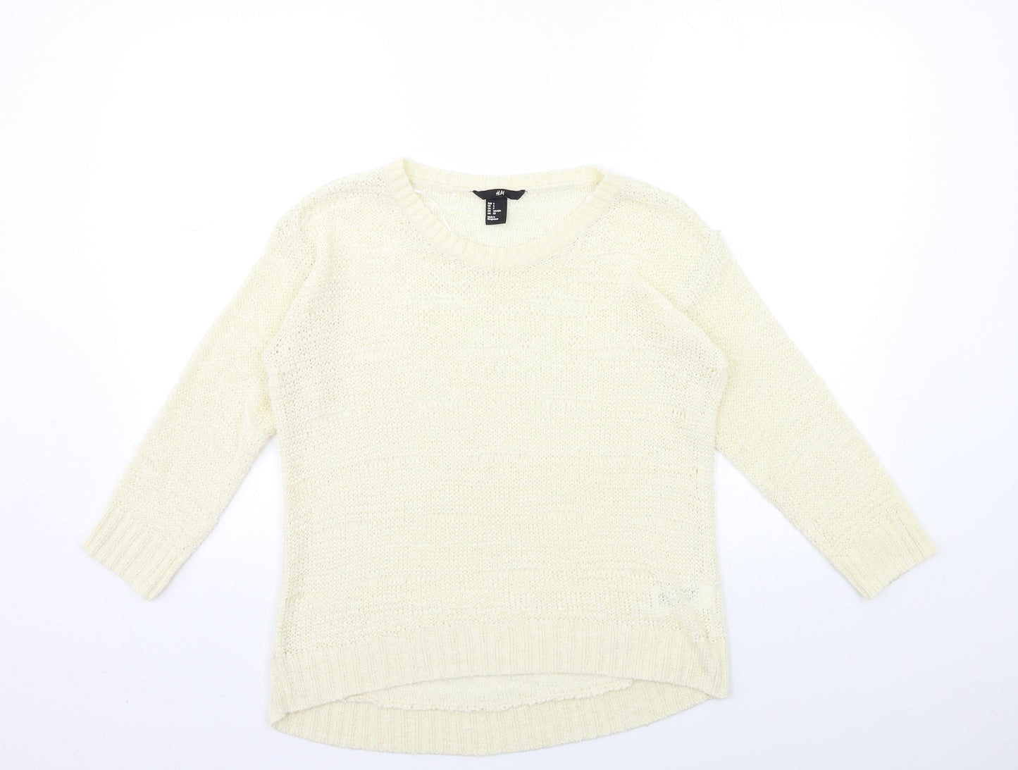 H&M Womens Ivory  Knit Pullover Jumper Size S