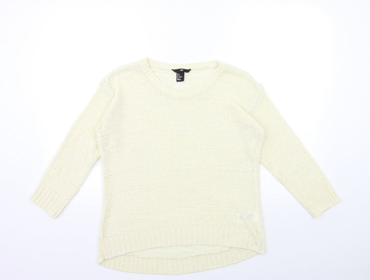 H&M Womens Ivory  Knit Pullover Jumper Size S