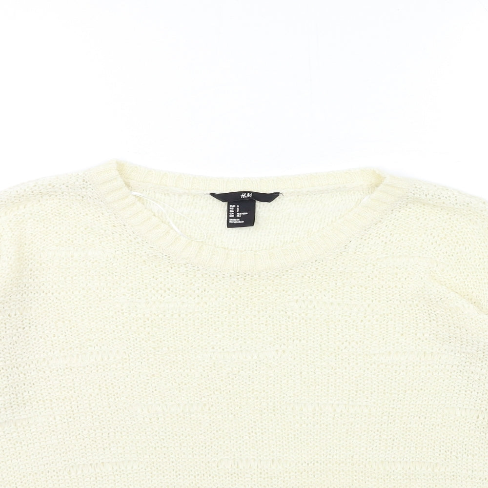 H&M Womens Ivory  Knit Pullover Jumper Size S