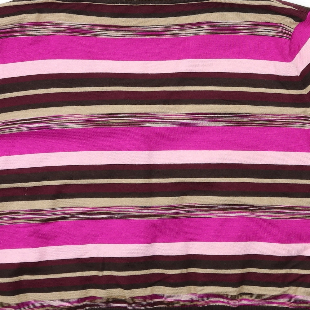 Country Casuals Womens Pink Striped Knit Cardigan Jumper Size XL