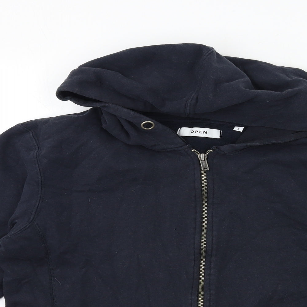 OPEN Mens Black   Full Zip Hoodie Size S