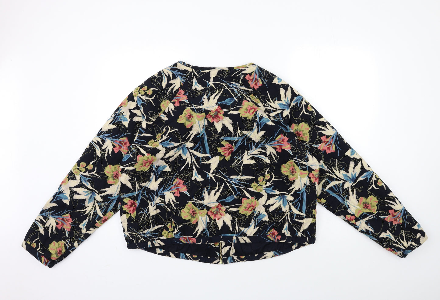 Marks and Spencer Womens Black Floral  Bomber Jacket Jacket Size 16