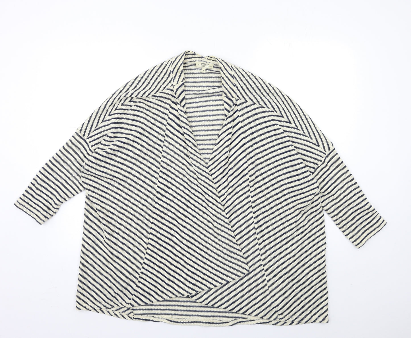 Papaya Womens Beige Striped  Cardigan Jumper Size 8
