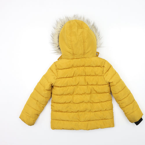 F&F Girls Yellow   Puffer Jacket Coat Size 5-6 Years