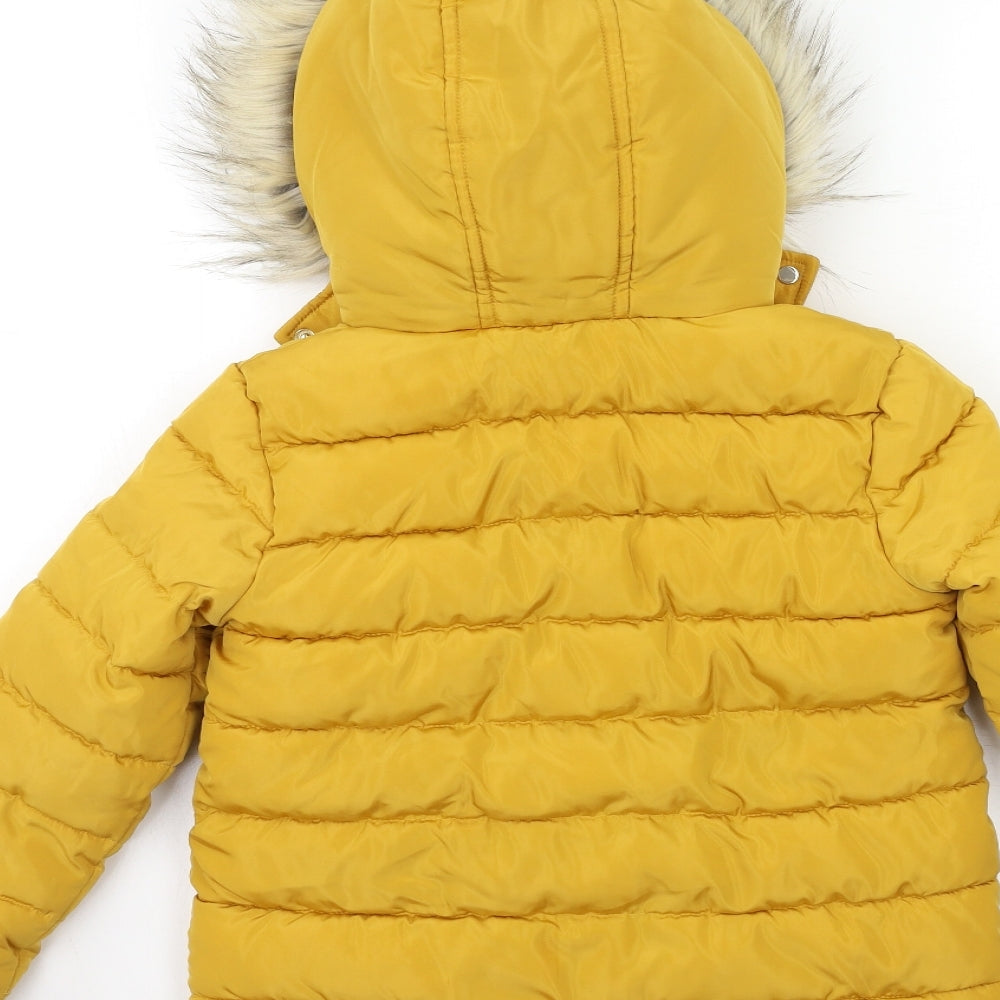 F&F Girls Yellow   Puffer Jacket Coat Size 5-6 Years