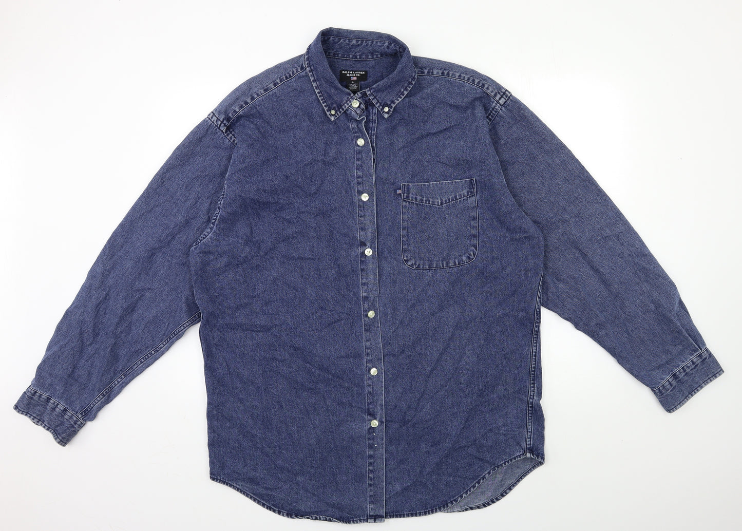 Ralph Lauren Mens Blue  Denim  Button-Up Size L