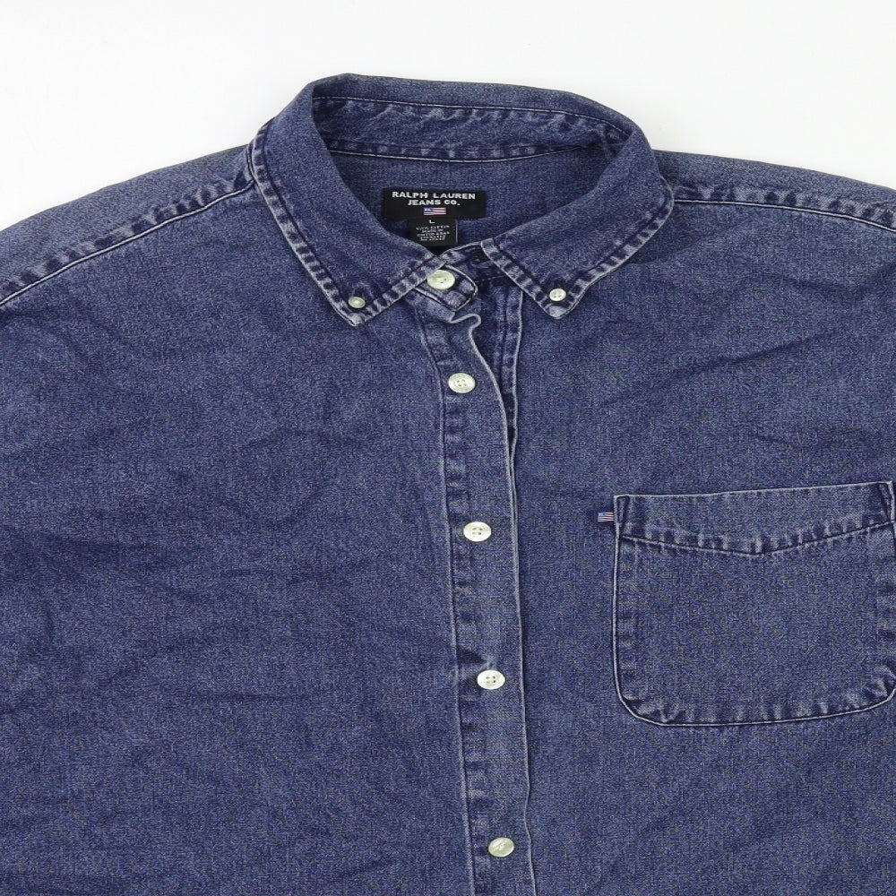 Ralph Lauren Mens Blue  Denim  Button-Up Size L