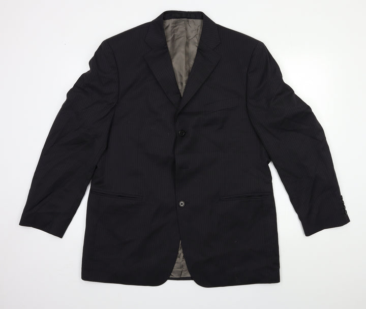 Marks and Spencer Mens Black Striped  Jacket Suit Jacket Size 42