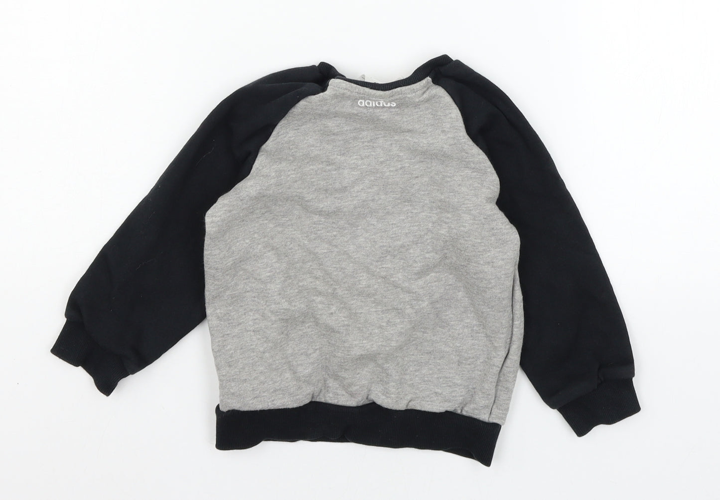 adidas Boys Grey  Jersey Pullover Sweatshirt Size 2-3 Years