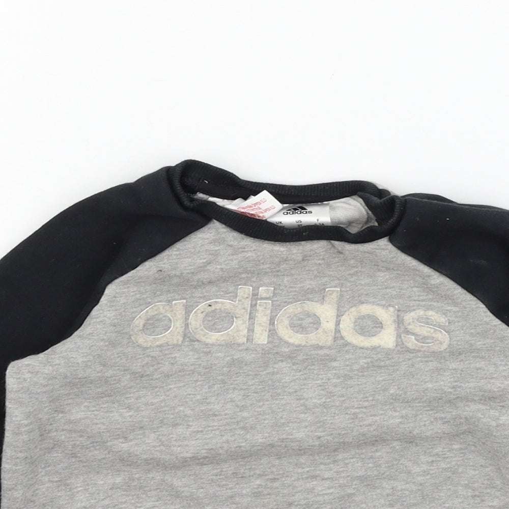 adidas Boys Grey  Jersey Pullover Sweatshirt Size 2-3 Years