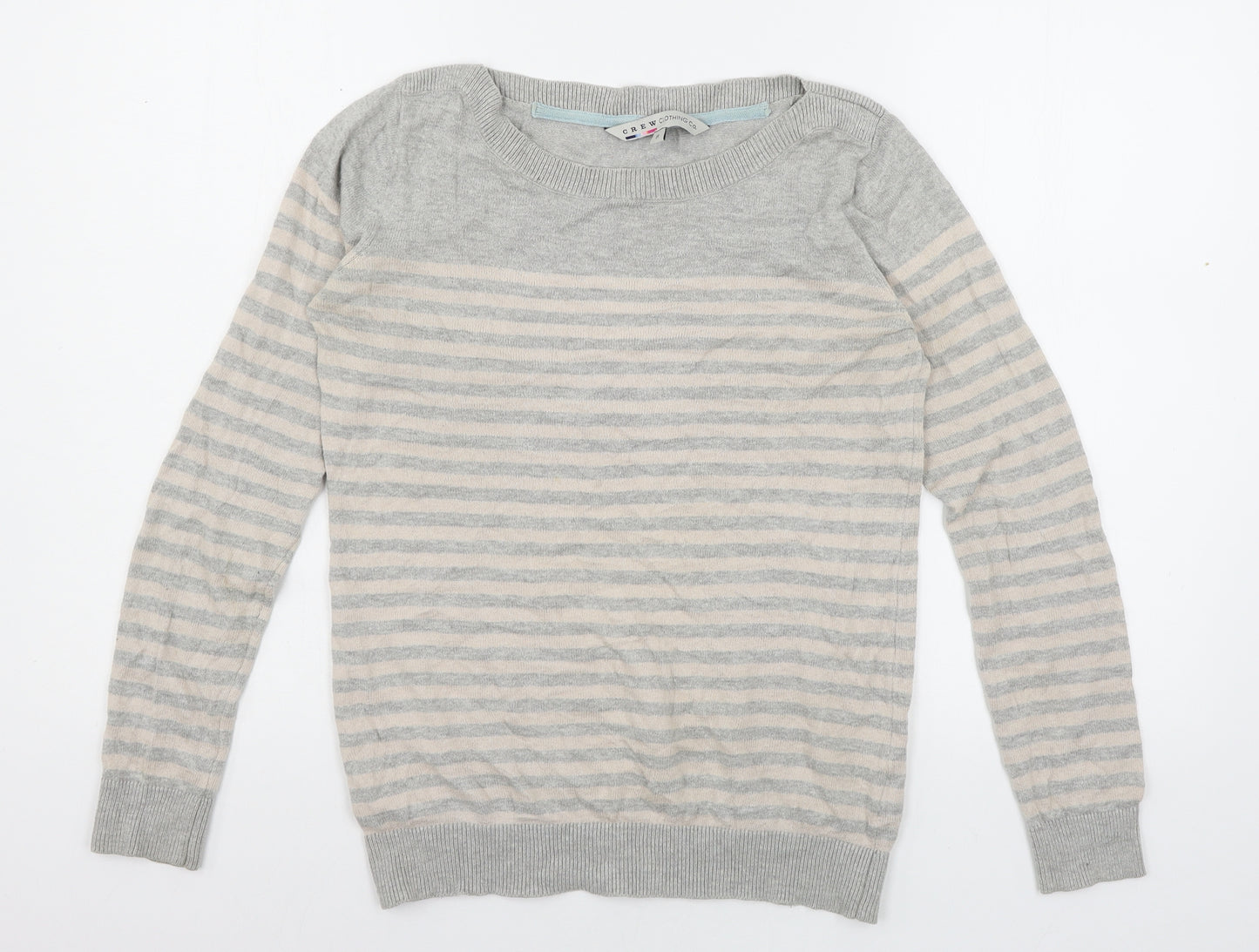 Crew Clothing Womens Grey Striped Knit Pullover Jumper Size 8