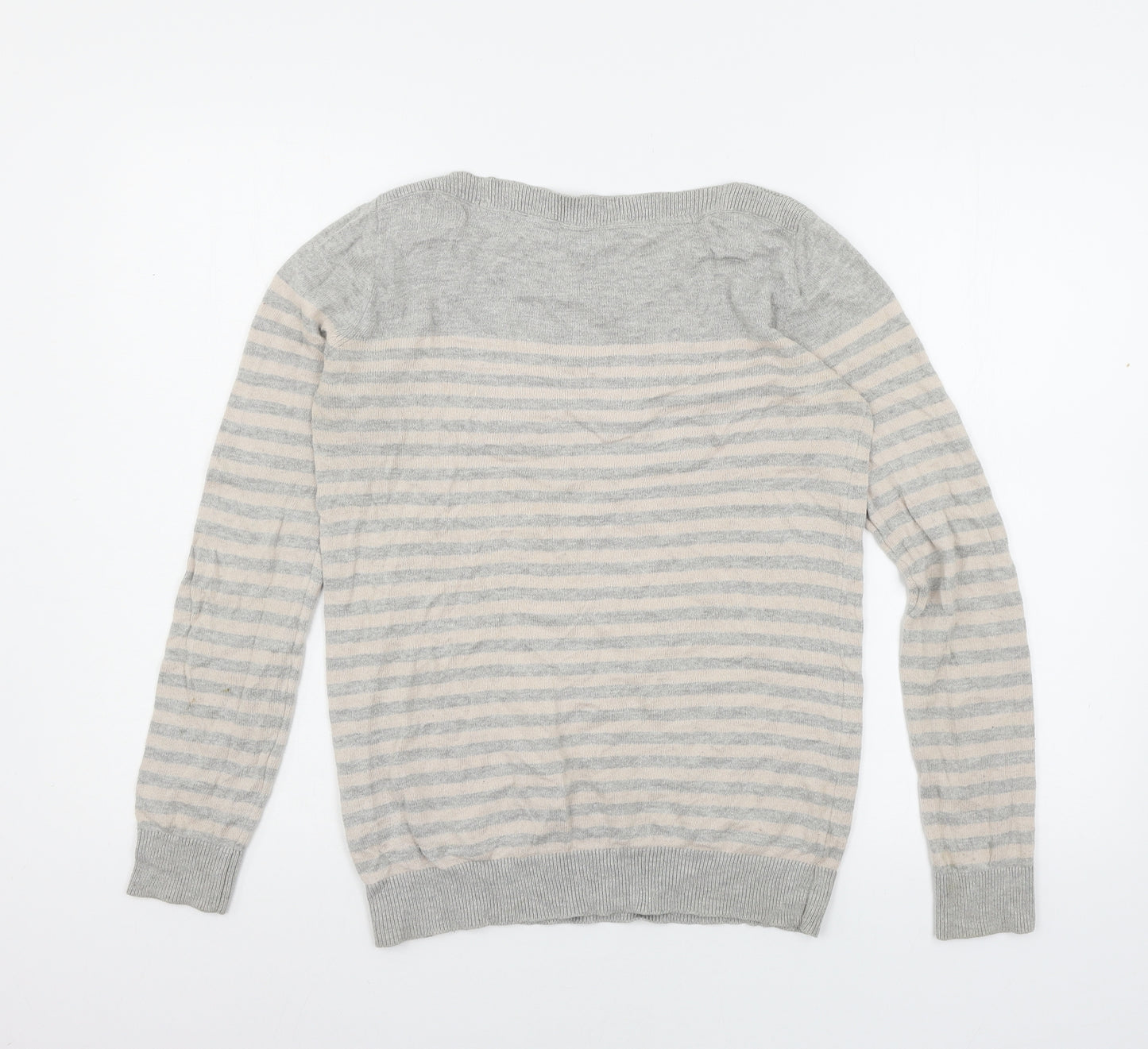 Crew Clothing Womens Grey Striped Knit Pullover Jumper Size 8