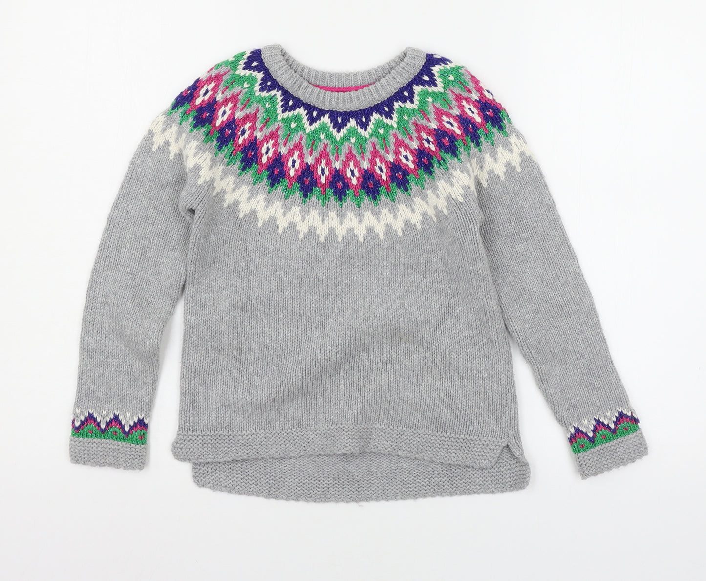 Boden Girls Grey  Knit Pullover Jumper Size 7-8 Years