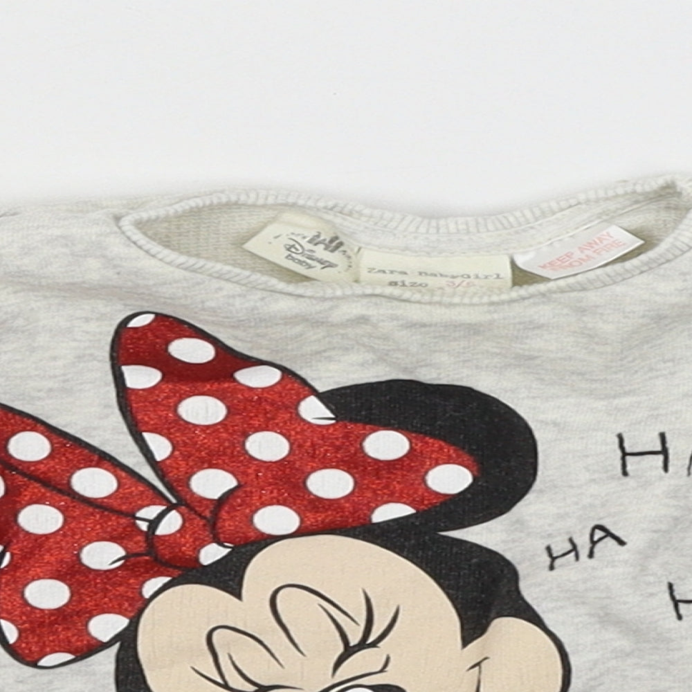 Zara Girls Ivory  Jersey Pullover Jumper Size 3-6 Months  - Minnie Mouse