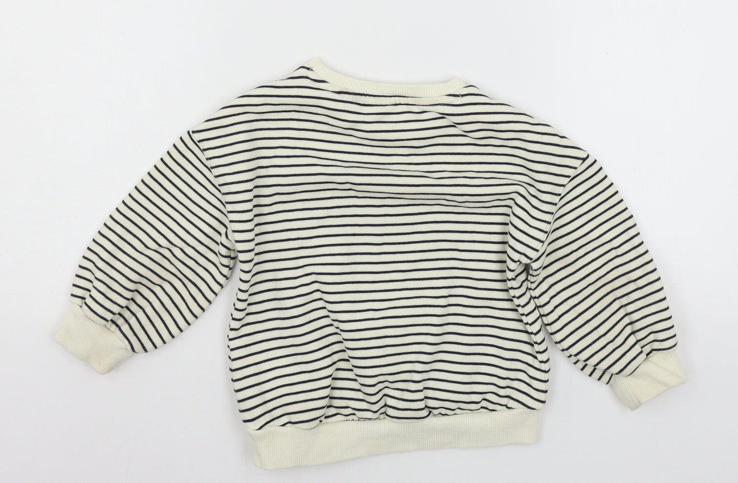 NEXT Girls Ivory Striped Jersey Pullover Sweatshirt Size 4 Years  - Cherry
