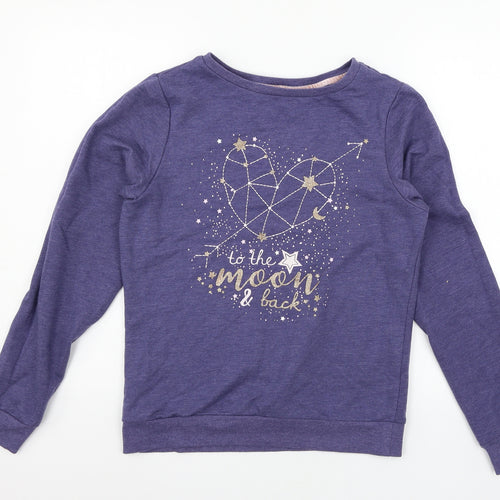 George Womens Blue Geometric Jersey Top Pyjama Top Size 8  - To the moon and back