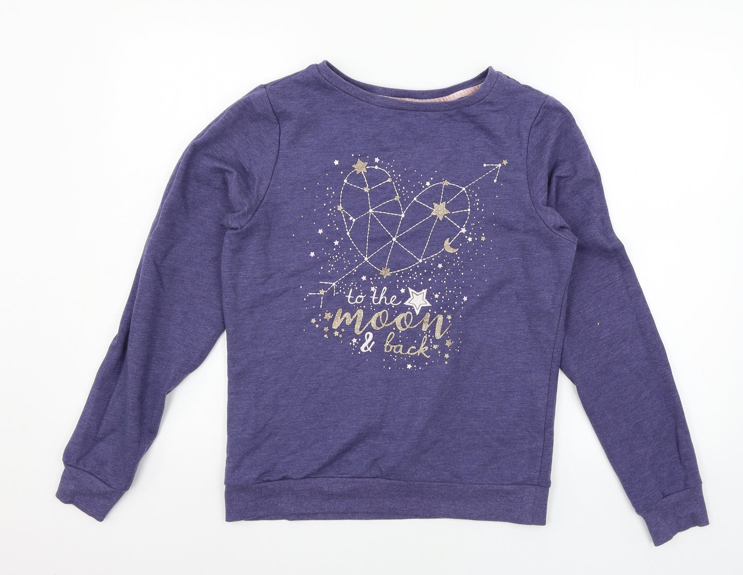 George Womens Blue Geometric Jersey Top Pyjama Top Size 8  - To the moon and back