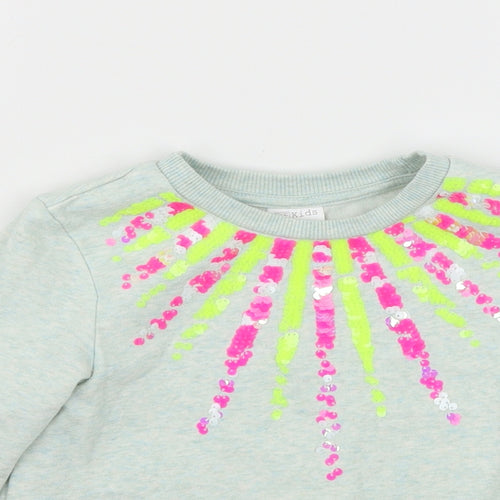 F&F Girls Green  Jersey Pullover Sweatshirt Size 5-6 Years