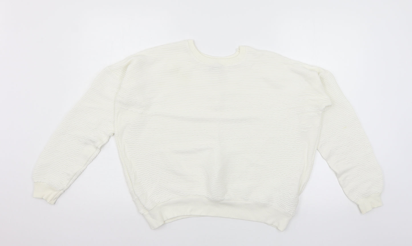 Zara Womens White  Jersey Pullover Sweatshirt Size M