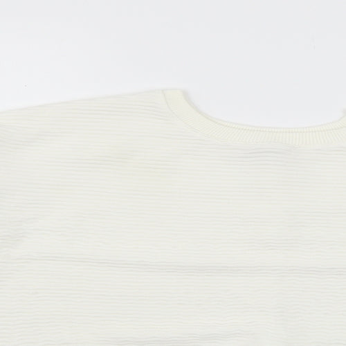Zara Womens White  Jersey Pullover Sweatshirt Size M