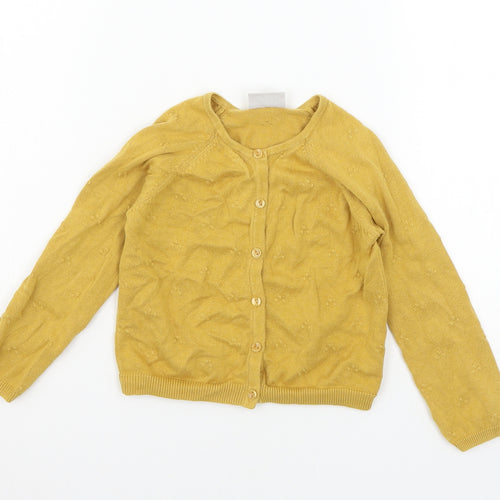 Matalan Girls Yellow  Knit Cardigan Jumper Size 4 Years