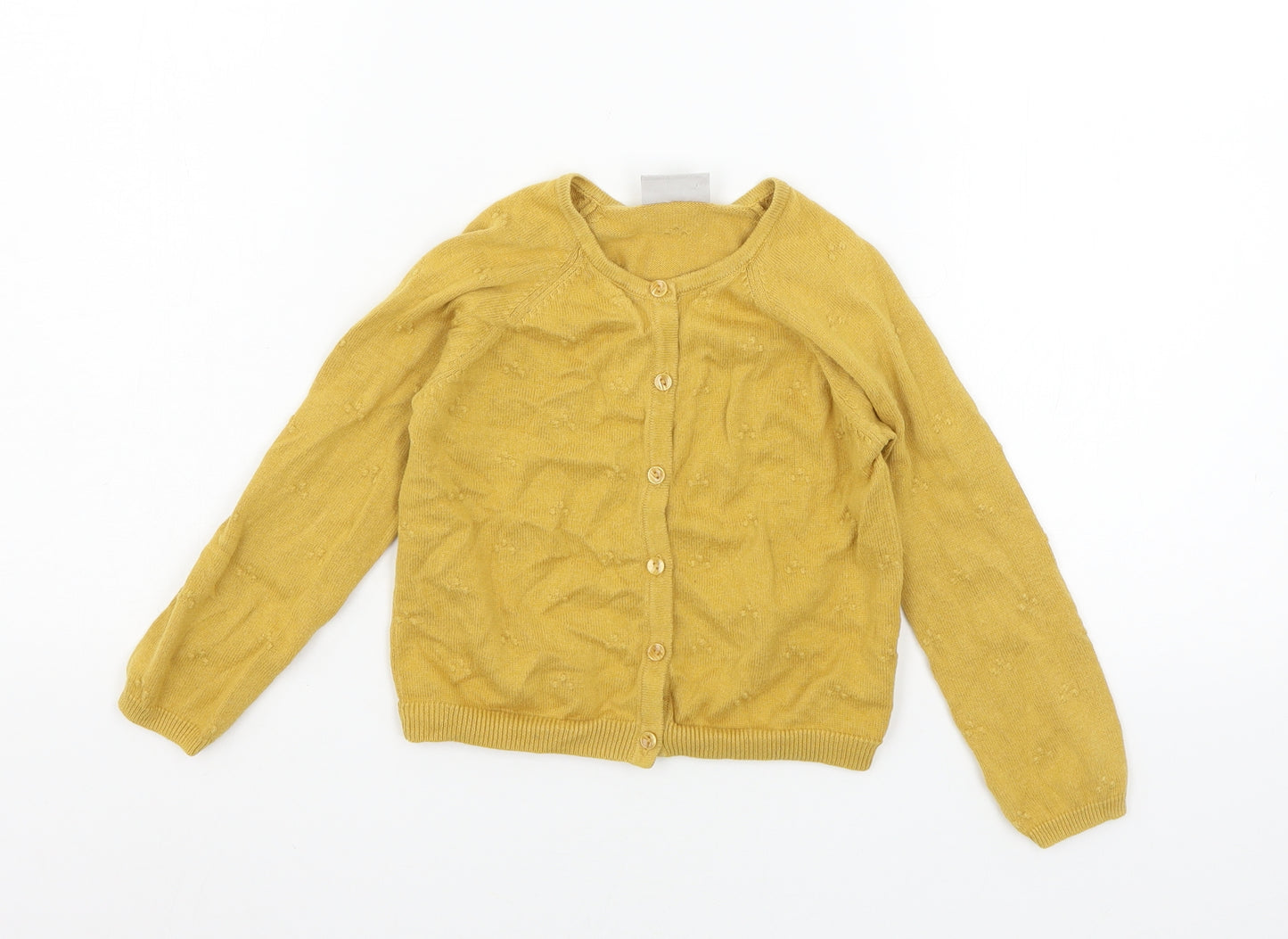 Matalan Girls Yellow  Knit Cardigan Jumper Size 4 Years