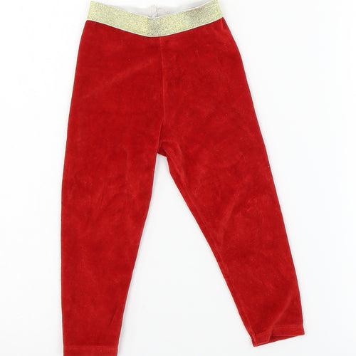M&Co Girls Red  Velour Capri Pyjama Pants Size 2-3 Years