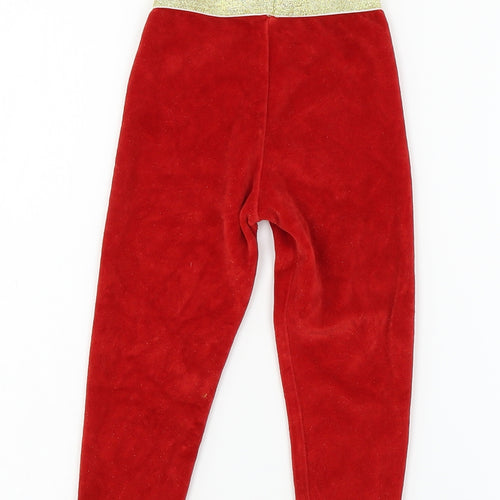 M&Co Girls Red  Velour Capri Pyjama Pants Size 2-3 Years