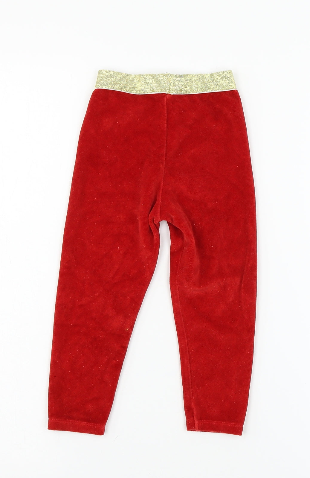 M&Co Girls Red  Velour Capri Pyjama Pants Size 2-3 Years