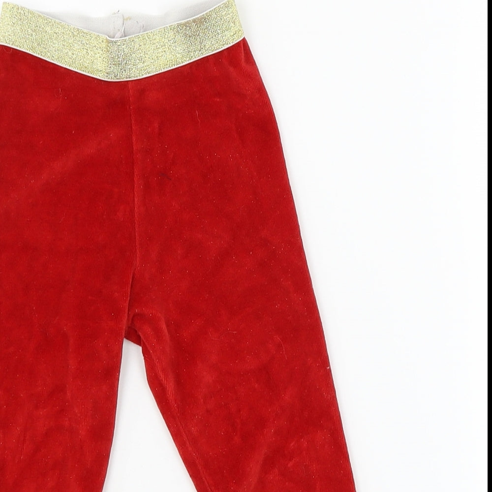 M&Co Girls Red  Velour Capri Pyjama Pants Size 2-3 Years