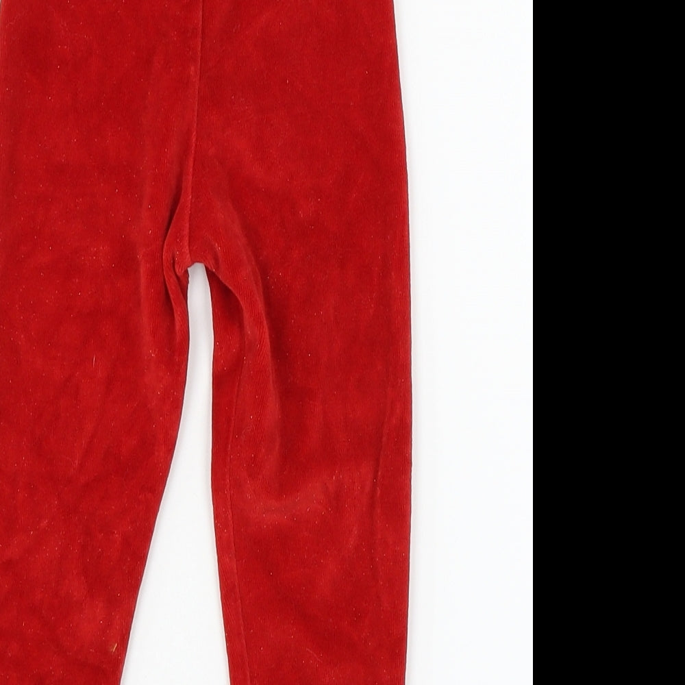M&Co Girls Red  Velour Capri Pyjama Pants Size 2-3 Years