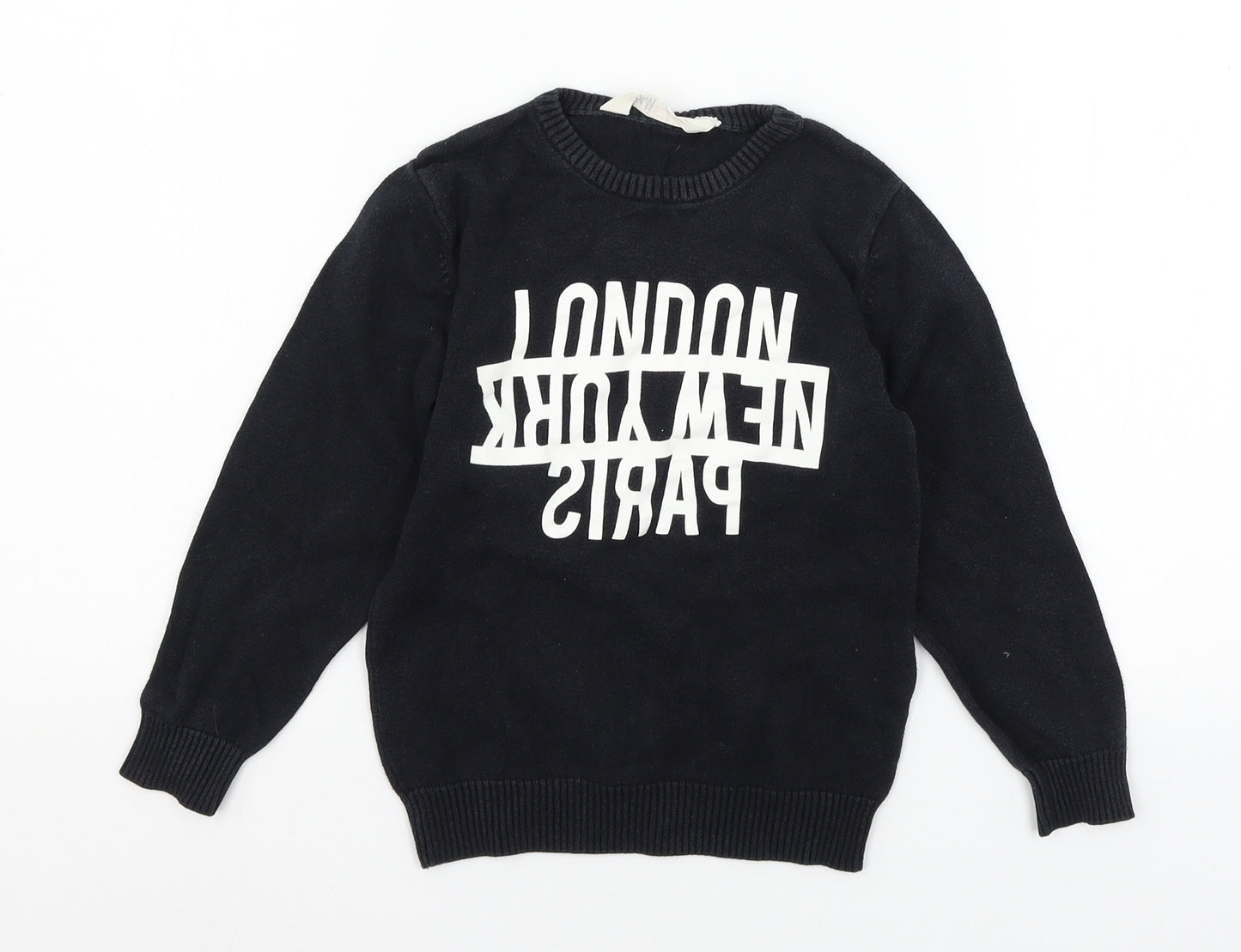H&M Boys Blue  Knit Pullover Jumper Size 6-7 Years  - London New York Paris