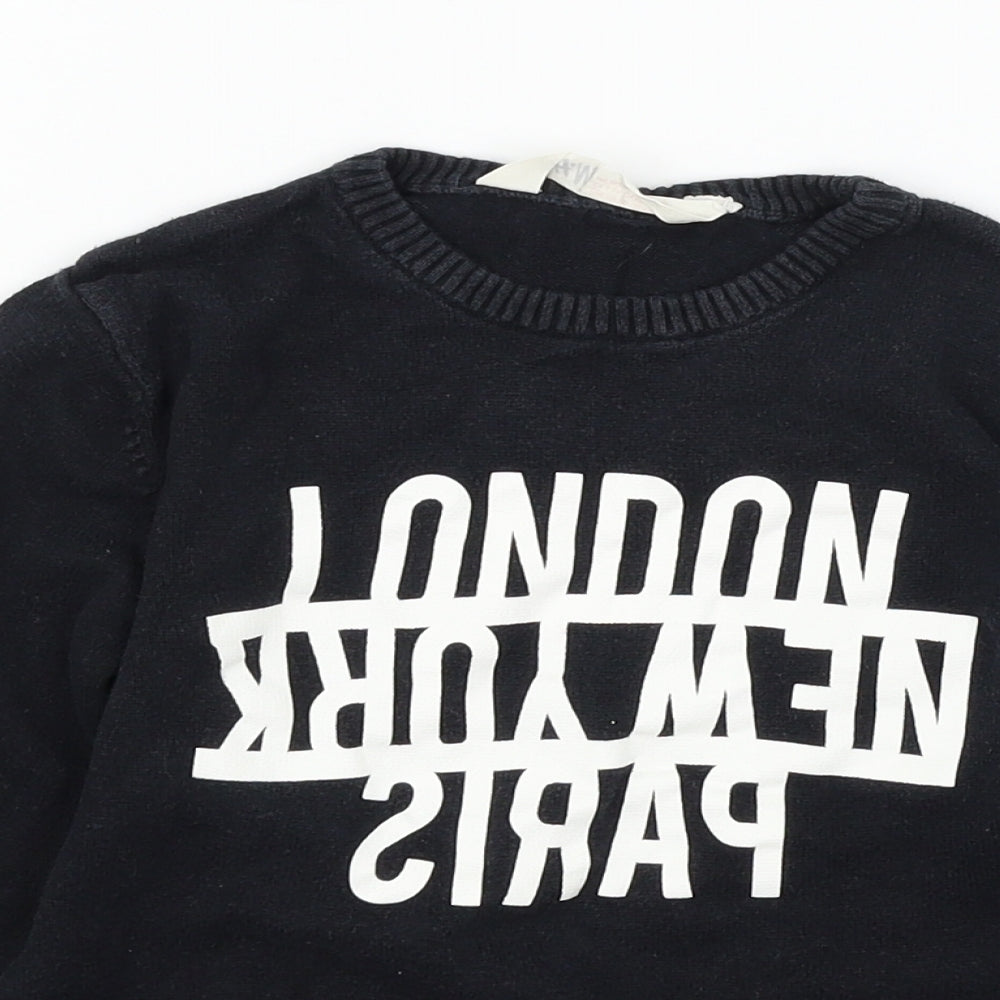 H&M Boys Blue  Knit Pullover Jumper Size 6-7 Years  - London New York Paris