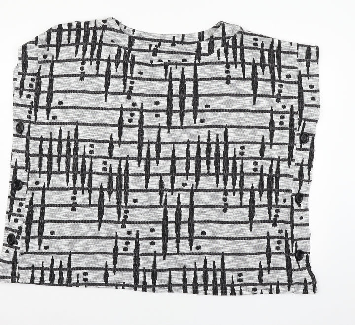 Saloos Womens Grey Geometric Knit Pullover Jumper Size S