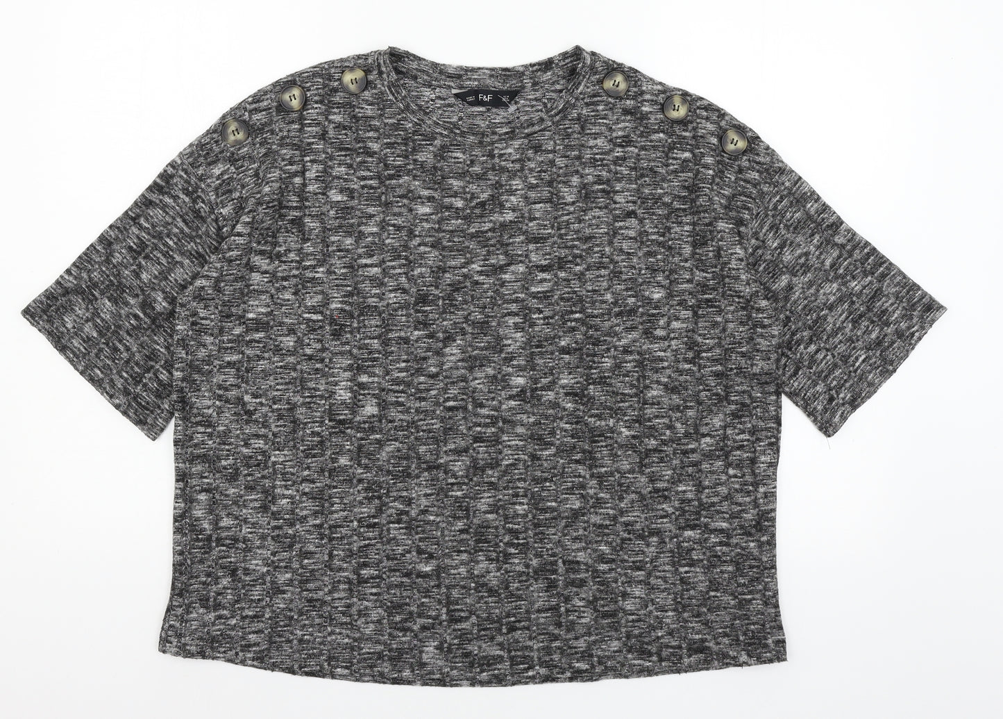 F&F Womens Grey  Jersey Basic T-Shirt Size 10