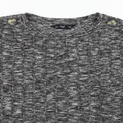 F&F Womens Grey  Jersey Basic T-Shirt Size 10