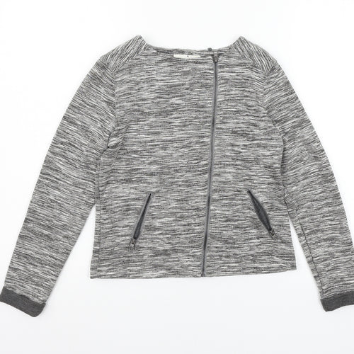 C&A Girls Grey Striped Jersey Jacket  Size 9-10 Years