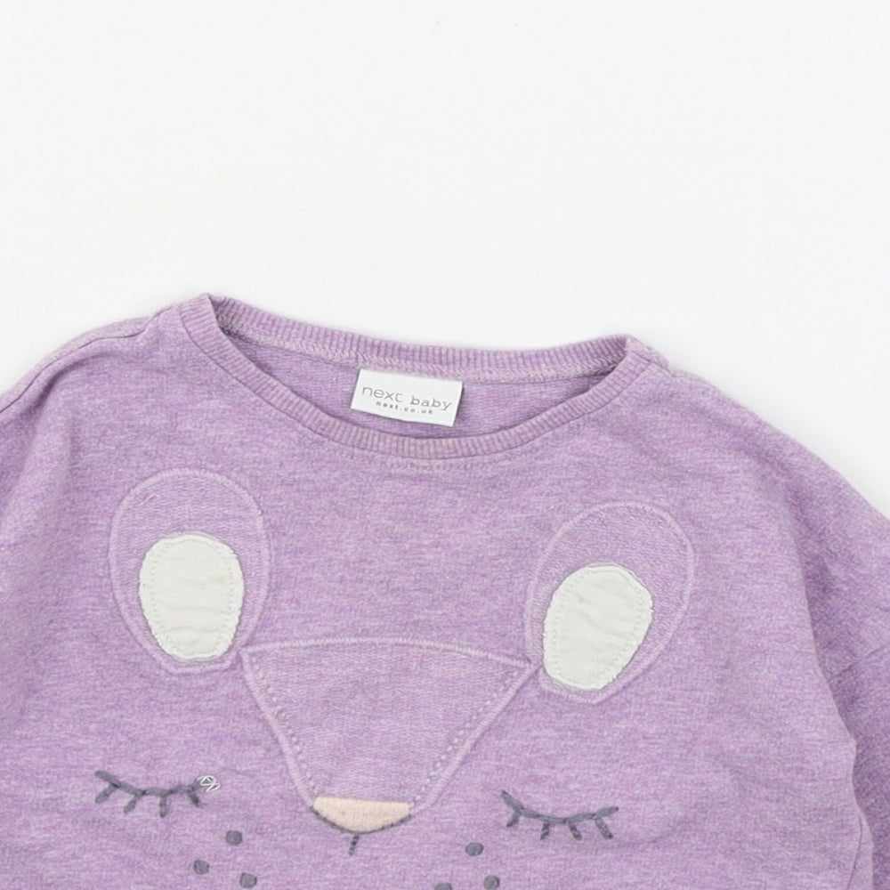 NEXT Girls Purple  Jersey Pullover Jumper Size 12-18 Months  - Rabbit