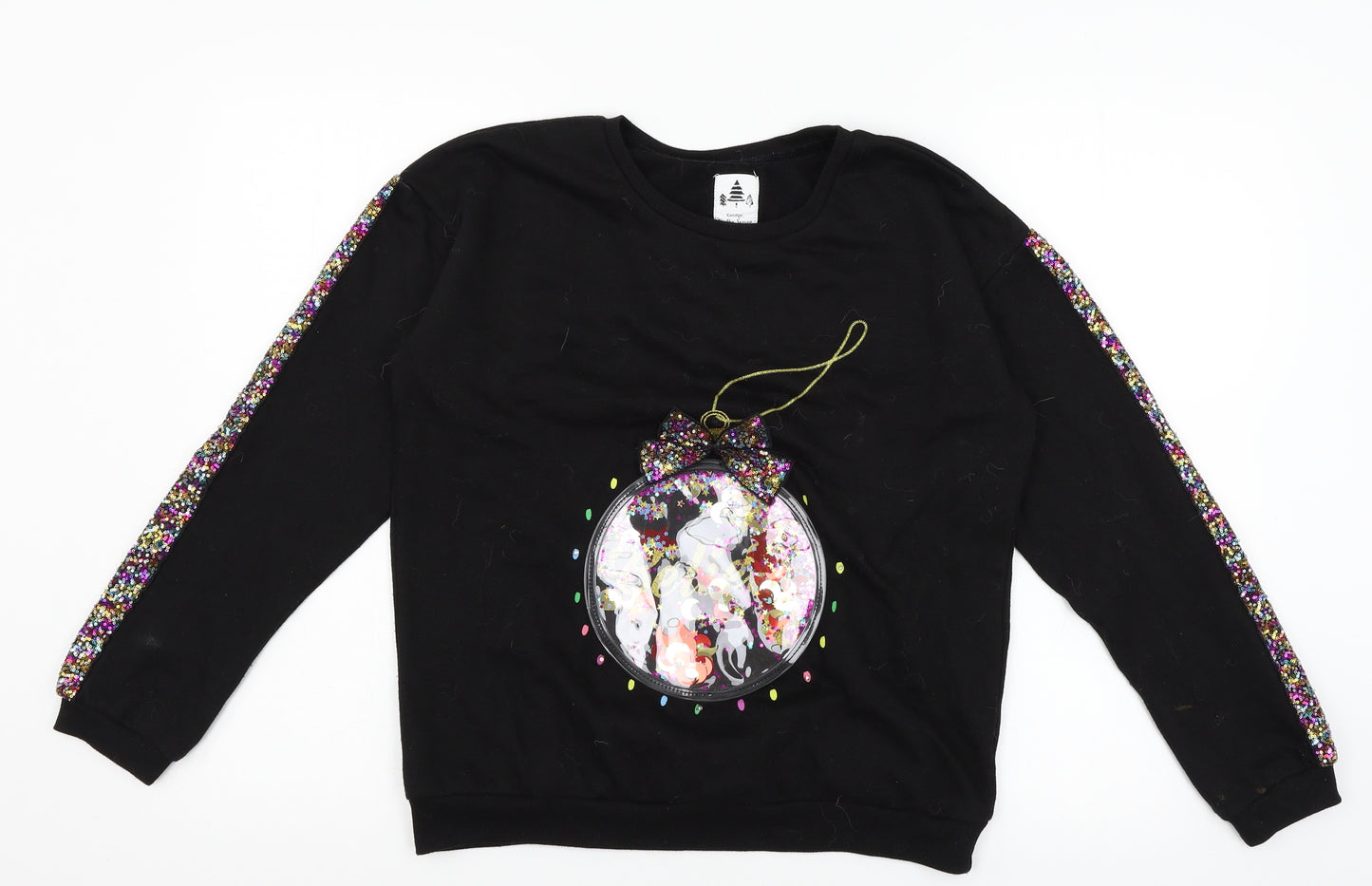 George Girls Black  Jersey Pullover Sweatshirt Size 13-14 Years  - Christmas Bauble