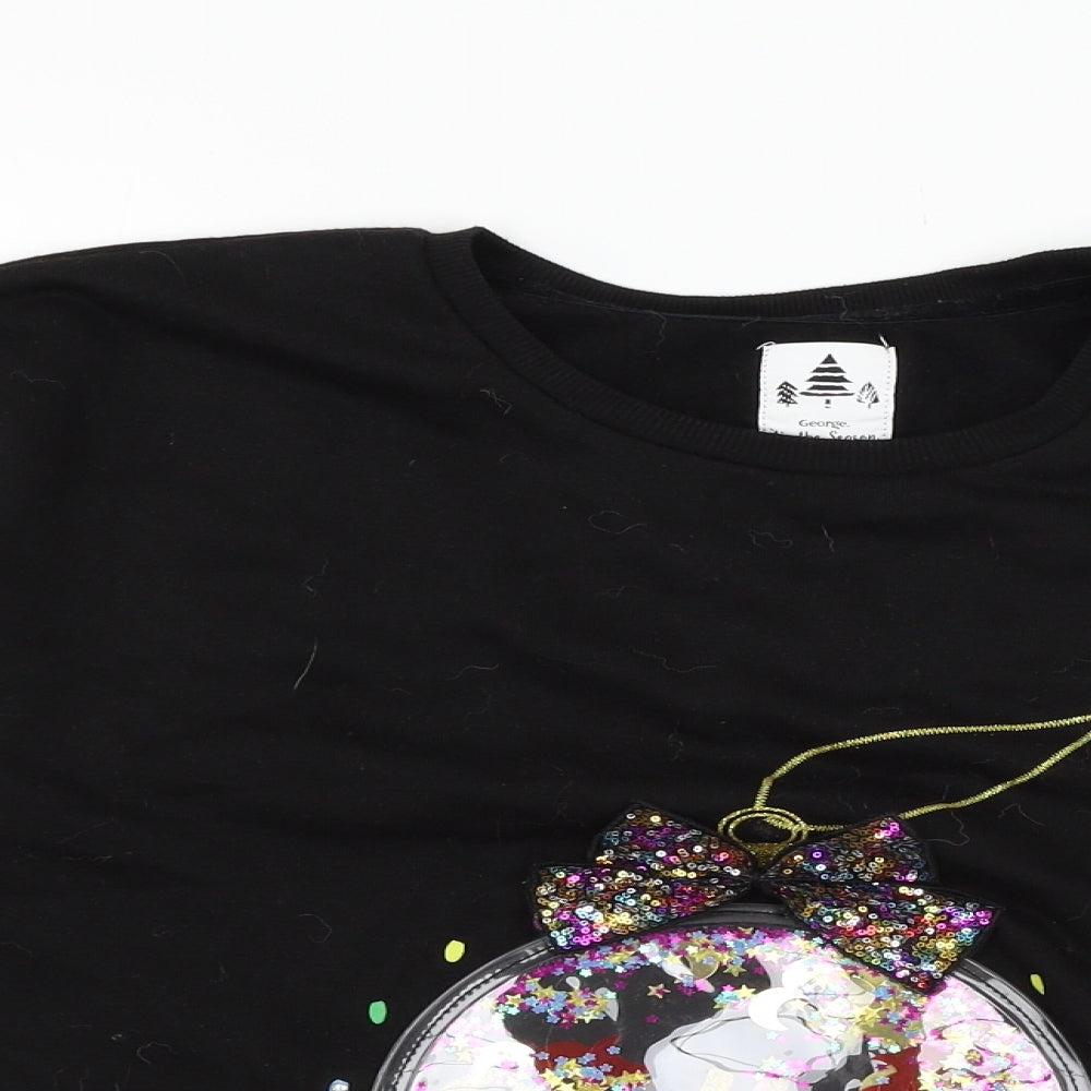 George Girls Black  Jersey Pullover Sweatshirt Size 13-14 Years  - Christmas Bauble