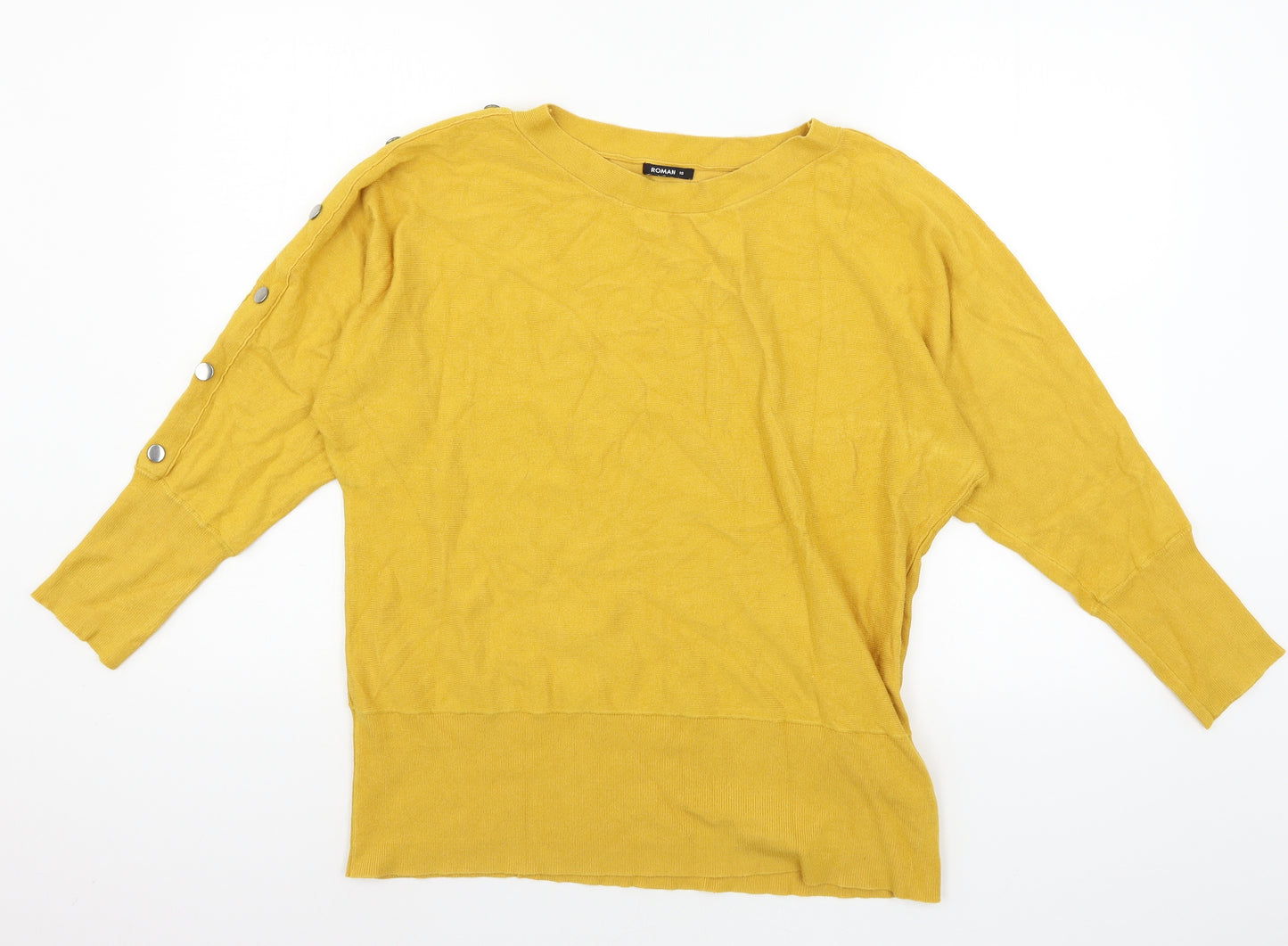 Roman Womens Yellow  Knit Pullover Jumper Size 18